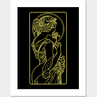 Alphonse Mucha Primevere Yellow Neon Posters and Art